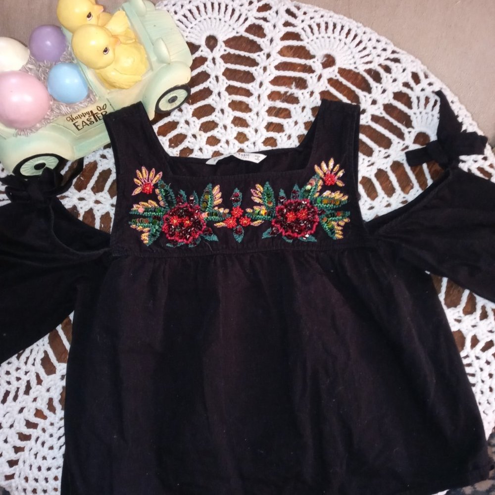 ZARA TOP Beaded Crop size M